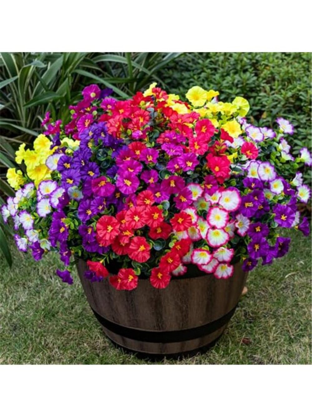 Artificial Morning Glory Flowers Outdoor UV Resistant Faux Garden Plants Decor